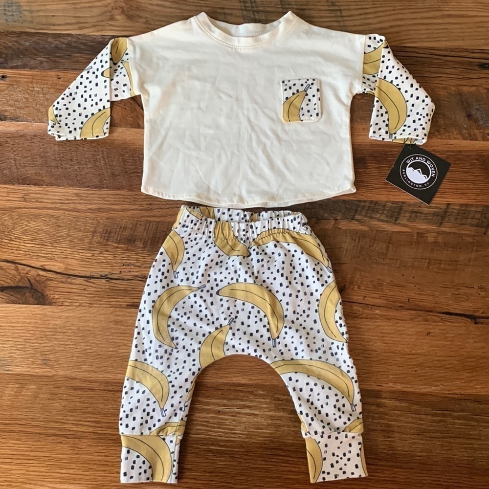 Wit and Woven Banana 3-6 month 2 piece set